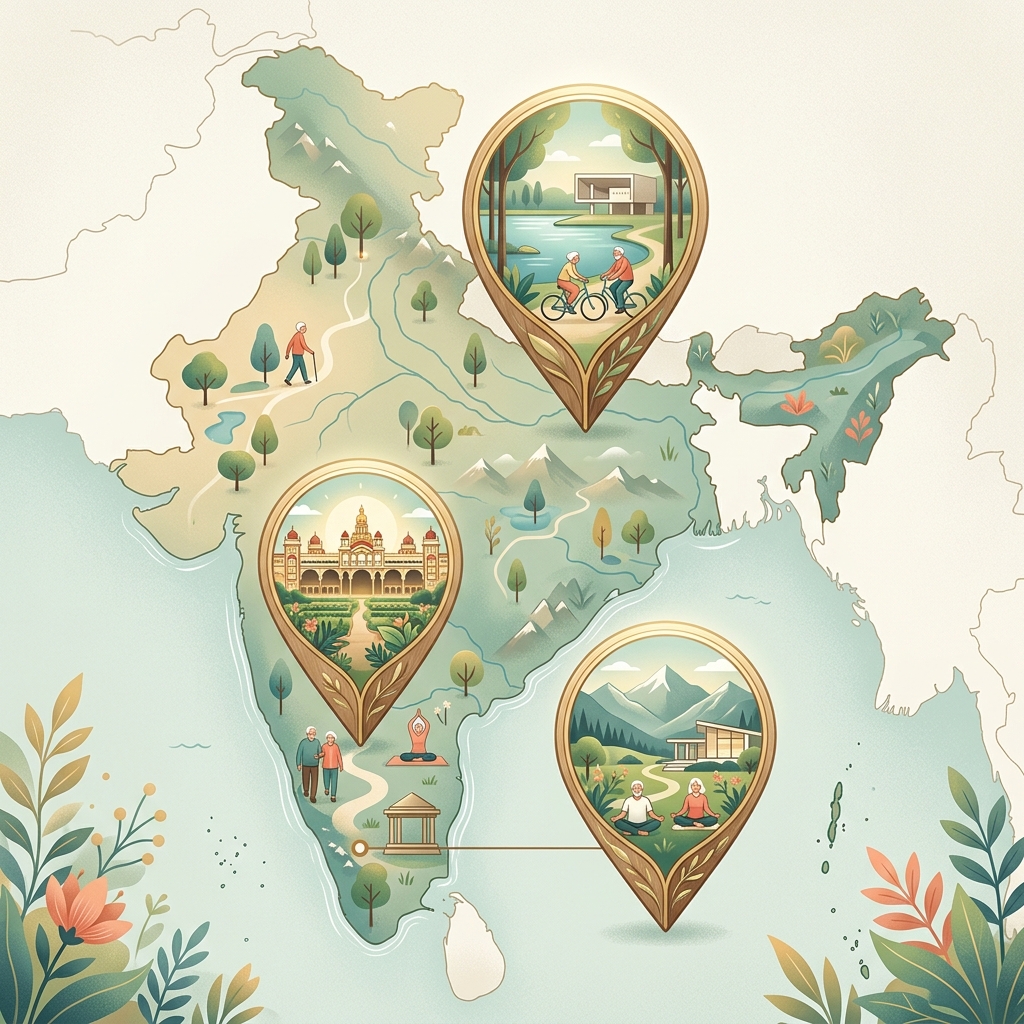 Comparative map of top retirement cities in India for 2026